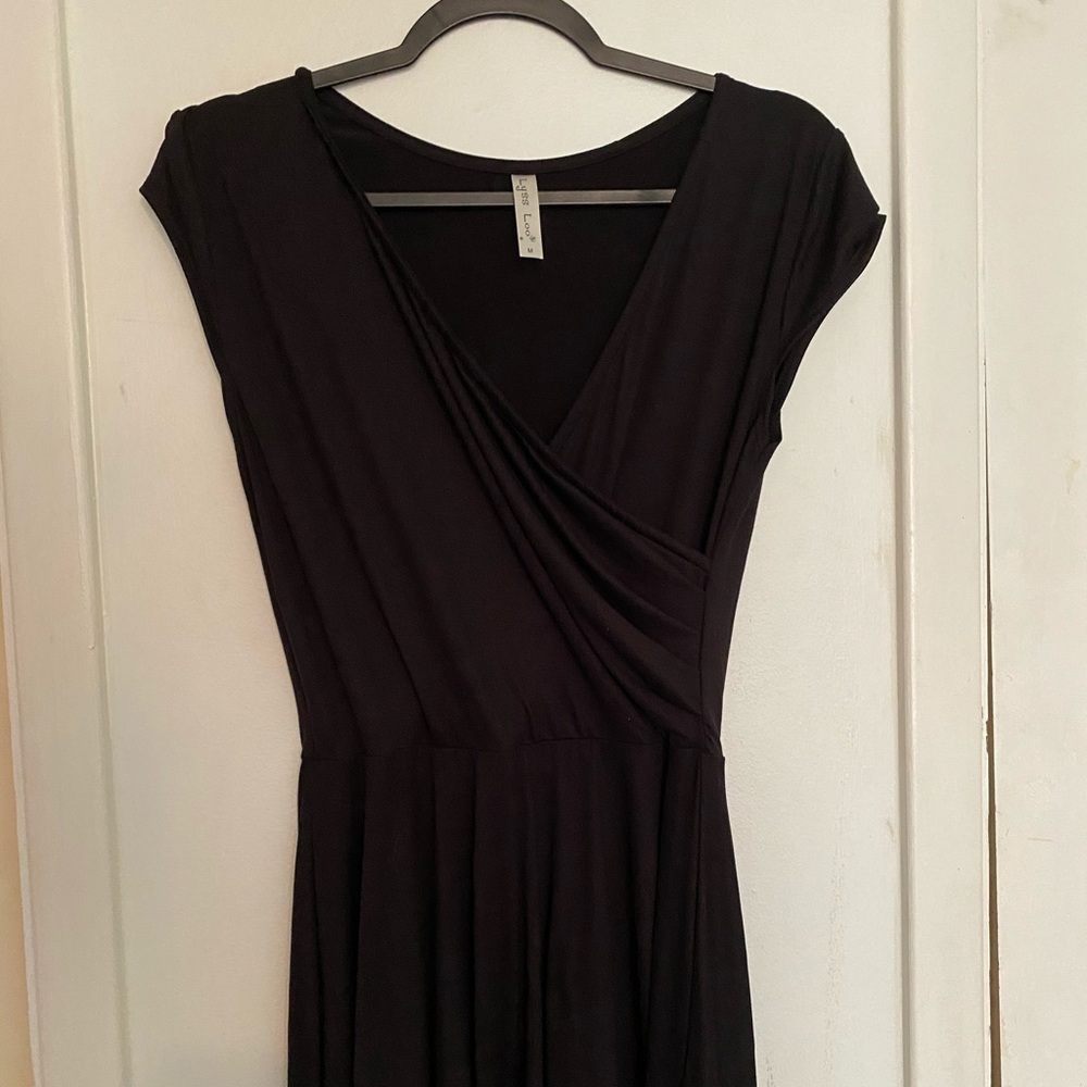 Black knee length short sleeve dress